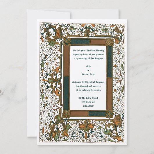 中世の照明結婚式招待状テンプレート 招待状 (正面)