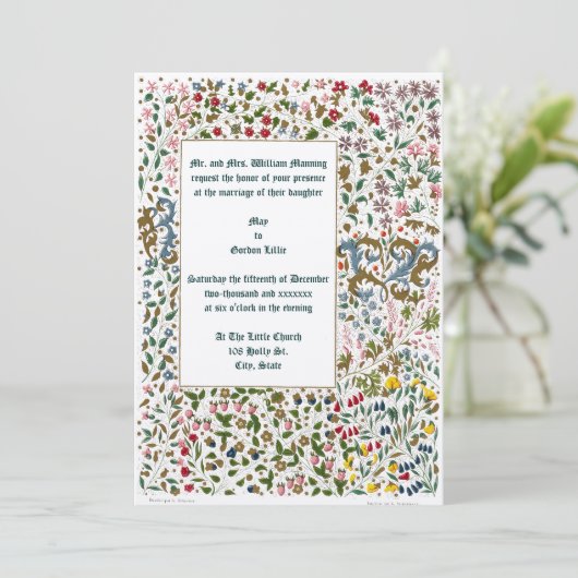 中世の照明縁どフローラ結婚の 招待状 (スタンド正面)