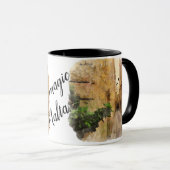 中世の狭い通り古い建物水色 マグカップ (正面右)