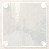 中世の狭い通り背の高い建物とコーチ ガラスコースター (裏面)