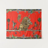 中世の獣医が音楽バイオリニストのライオンを赤くする タペストリー (正面(横))