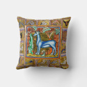 中世の獣医、ユニコーン、幻想的な動物 クッション (裏面)