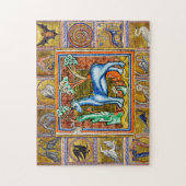 中世の獣医、ユニコーン、幻想的な動物 ジグソーパズル (縦)