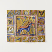 中世の獣医，狩り犬，森林動物 タペストリー (正面(横))