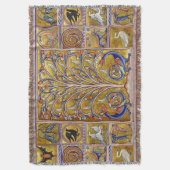 中世の獣医、生命の木の上の鳥、竜 スローブランケット (正面縦)