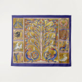 中世の獣医、生命の木の上の鳥、竜 タペストリー (正面(横))