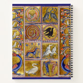 中世の獣医、生命の木の上の鳥、竜 ノートブック (裏面)