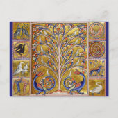 中世の獣医、生命の木の上の鳥、竜 ポストカード (正面)