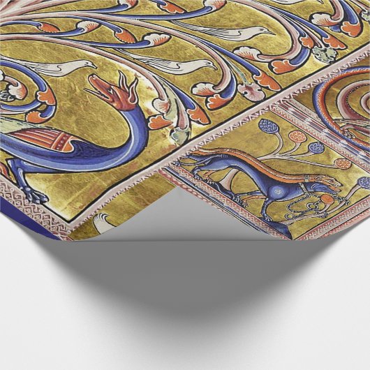 中世の獣医、生命の木の上の鳥、竜 ラッピングペーパー (角)