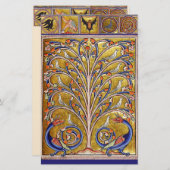 中世の獣医、生命の木の上の鳥、竜 便箋 (正面/裏面)