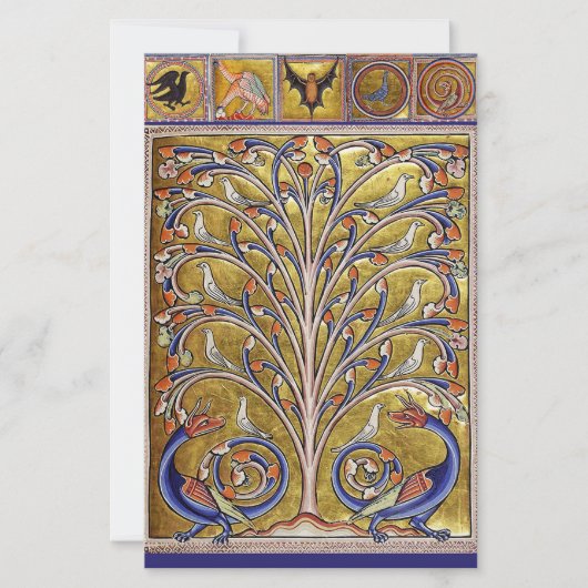 中世の獣医、生命の木の上の鳥、竜 便箋 (正面)