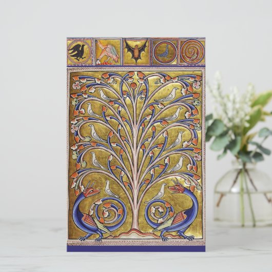 中世の獣医、生命の木の上の鳥、竜 便箋 (スタンド正面)