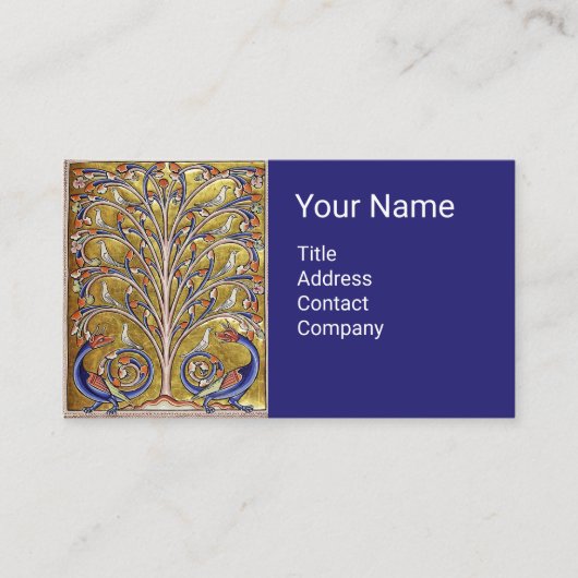 中世の獣医、生命の木の上の鳥、竜 名刺 (正面)