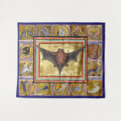 中世の獣医、飛んでいるこうもり、森林動物 タペストリー (正面(横))