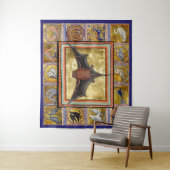 中世の獣医、飛んでいるこうもり、森林動物 タペストリー (インサイチュ)