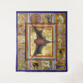 中世の獣医、飛んでいるこうもり、森林動物 タペストリー (正面)