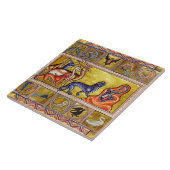 中世の獣医、deers、ヤギ、ラクダ・パンサー、ドラゴン タイル (側面)