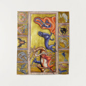 中世の獣医、deers、ヤギ、ラクダ・パンサー、ドラゴン タペストリー (正面)