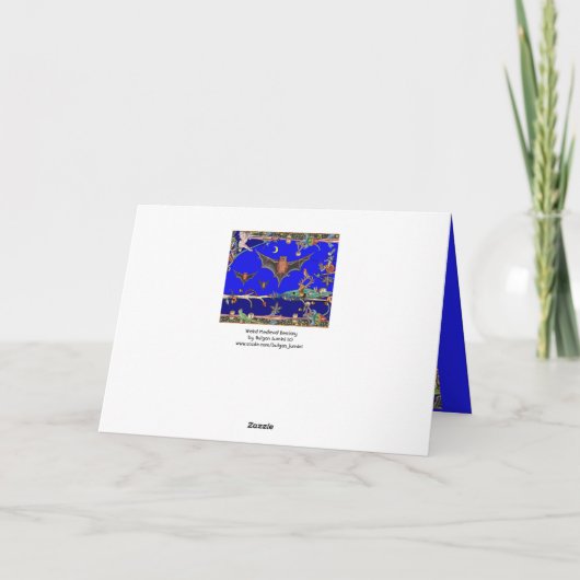 中世の獣文様,空飛ぶコウモリの森の動物たち 青 シーズンカード (裏面)