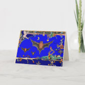 中世の獣文様,空飛ぶコウモリの森の動物たち 青 シーズンカード (正面)