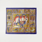 中世の獣族象コンバッティングスネーク・ドラゴン タペストリー (正面(横))