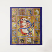 中世の獣族象コンバッティングスネーク・ドラゴン タペストリー (正面)