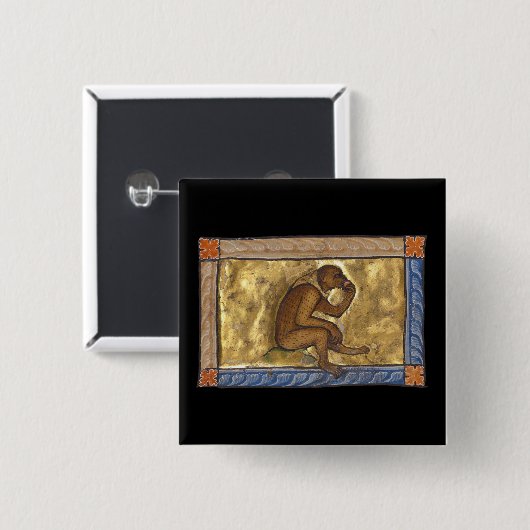 中世の獣猿c. 1270 缶バッジ (正面&裏面)
