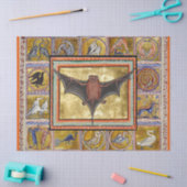 中世の獣食飛んでいる、こうもり、森の動物 薄葉紙 (クラフト)