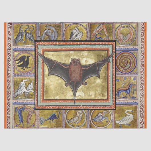 中世の獣食飛んでいる、こうもり、森の動物 薄葉紙 (正面)