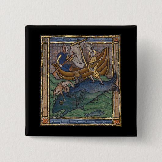 中世の獣鯨c. 1270 缶バッジ (正面)