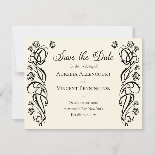 中世の王室のバラ結婚式の日付を保存 セーブザデート (正面)