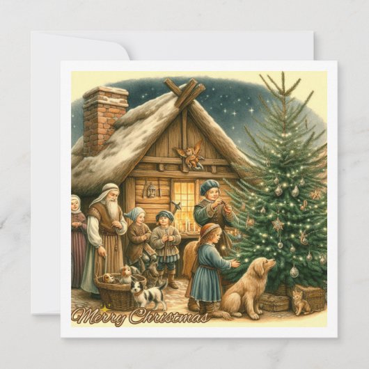 中世の田舎風クリスマスカード (正面)