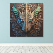 中世の石造石龍の彫刻 キャンバスプリント (インサイチュ (ウッドフロア))