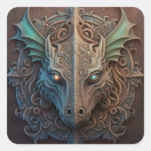 中世の石造石龍の彫刻 スクエアシール (正面)