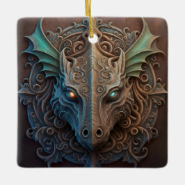 中世の石造石龍の彫刻 セラミックオーナメント