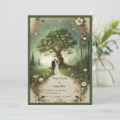 中世の神秘的なファンタジーの彫刻　森の結婚式 招待状 (スタンド正面)