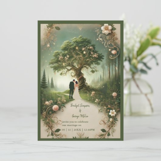 中世の神秘的なファンタジー版木、銅版、版画フォレ結婚スト 招待状 (スタンド正面)