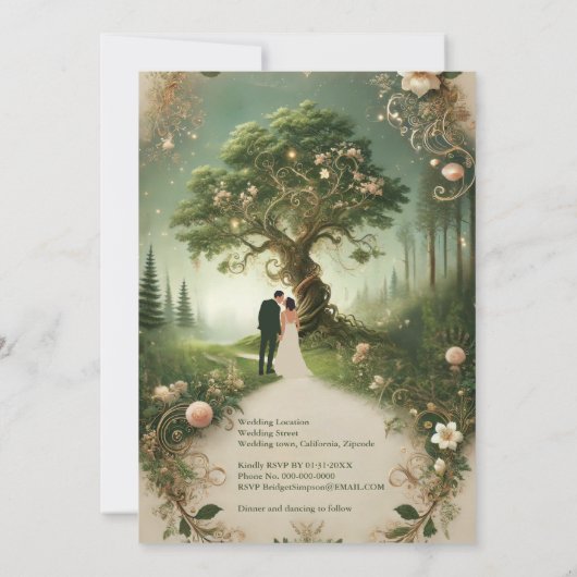 中世の神秘的なファンタジー版木、銅版、版画フォレ結婚スト 招待状 (裏面)