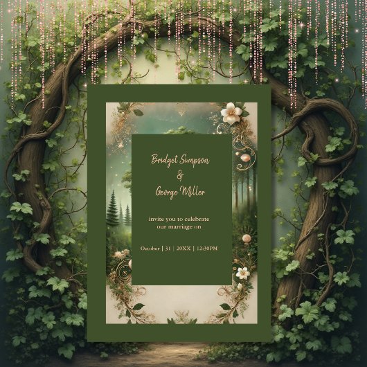 中世の神秘的なファンタジー版木、銅版、版画フォレ結婚スト 招待状