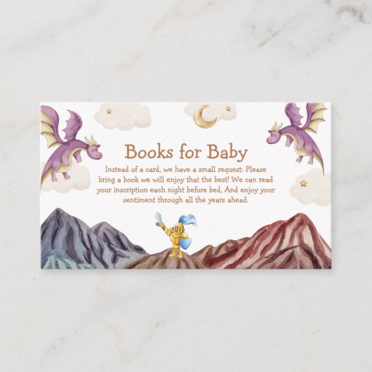 中世の童話のドラゴンブック赤ちゃんシャワー エンクロージャーカード (正面)