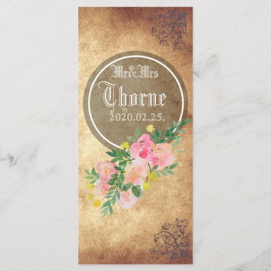 中世の結婚メニューカード メニュー (裏面)