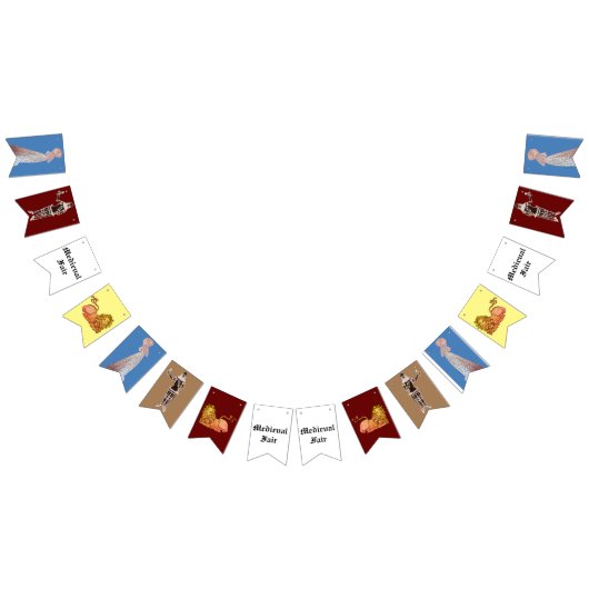 中世の美しい騎士と女性の旗 バンティングフラッグ (全)