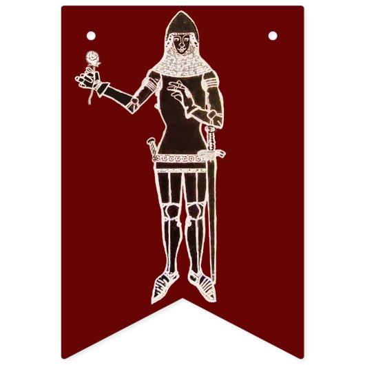 中世の美しい騎士と女性の旗 バンティングフラッグ (第2の旗)