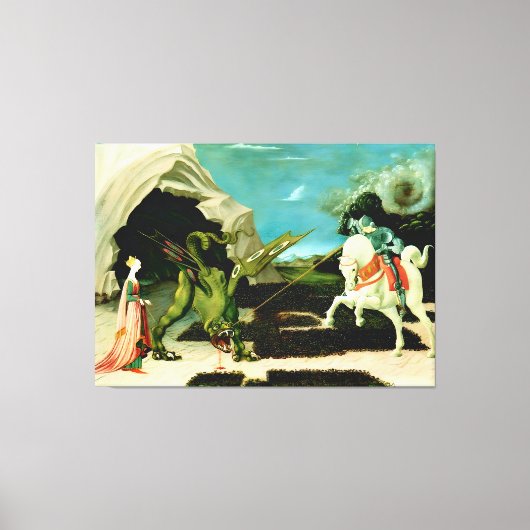 中世の聖ジョージとドラゴン キャンバスプリント (正面)