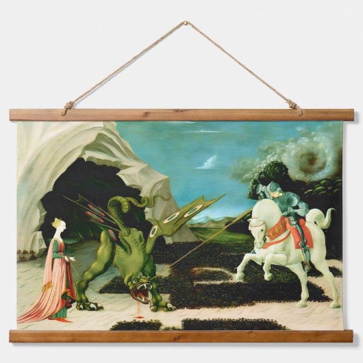 中世の聖ジョージとドラゴン 吊り下げ型タペストリー (正面)