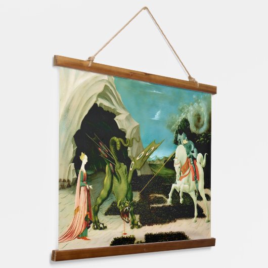 中世の聖ジョージとドラゴン 吊り下げ型タペストリー (傾斜あり)
