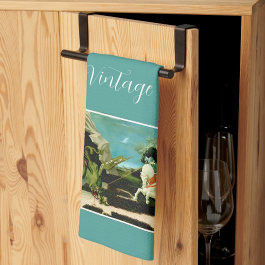 中世の聖ジョージとドラゴ キッチンタオル (三つ折り)