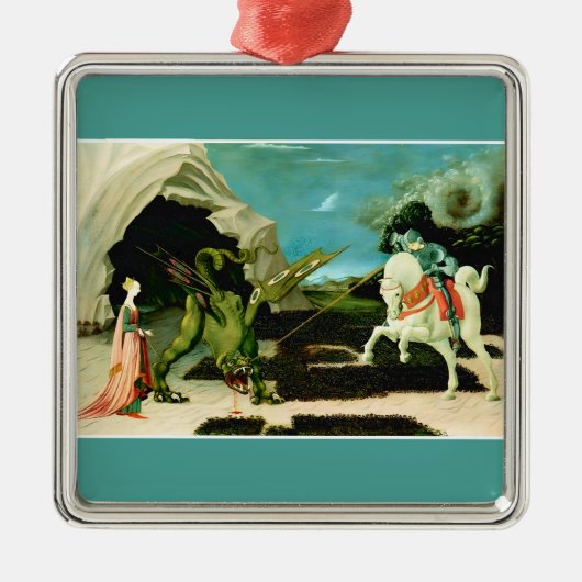 中世の聖ジョージとドラゴ メタルオーナメント (正面)
