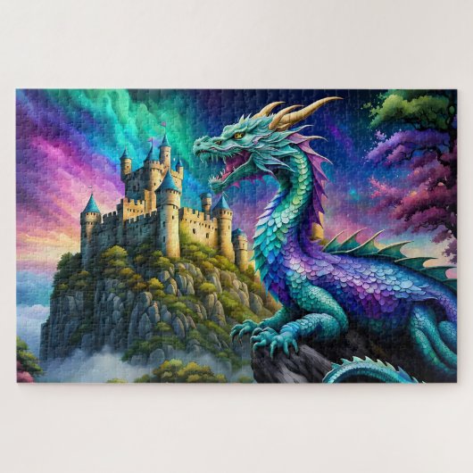 中世の虹色のドラゴン  ジグソーパズル (横)
