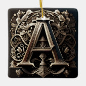 中世の装飾フローラA セラミックオーナメント (正面)